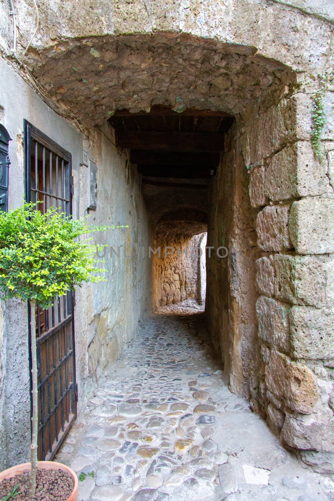 town of Calcata vechhia in italy taken on a sunny day