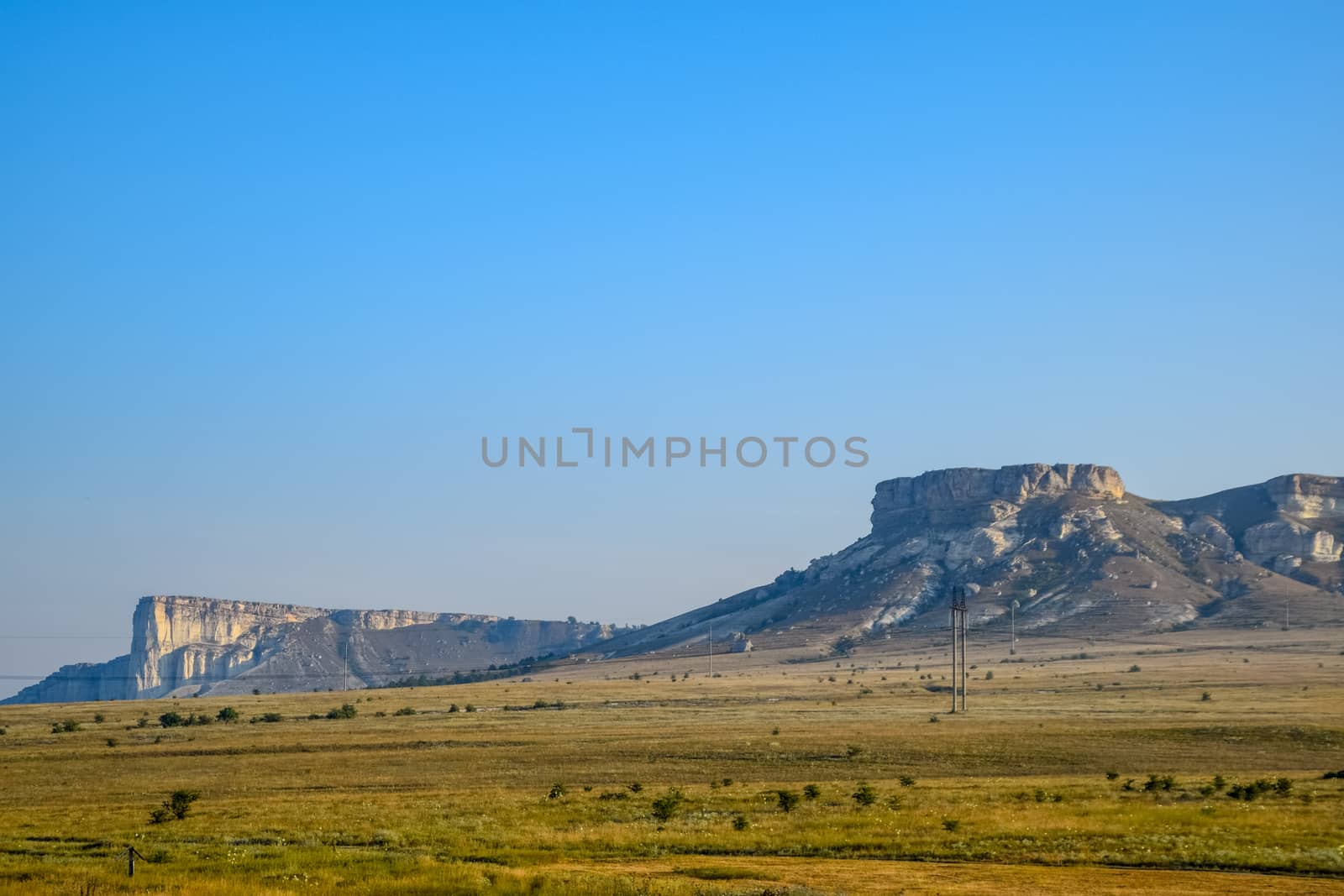 Table white mountains in the Crimean peninsula. White cliffs.