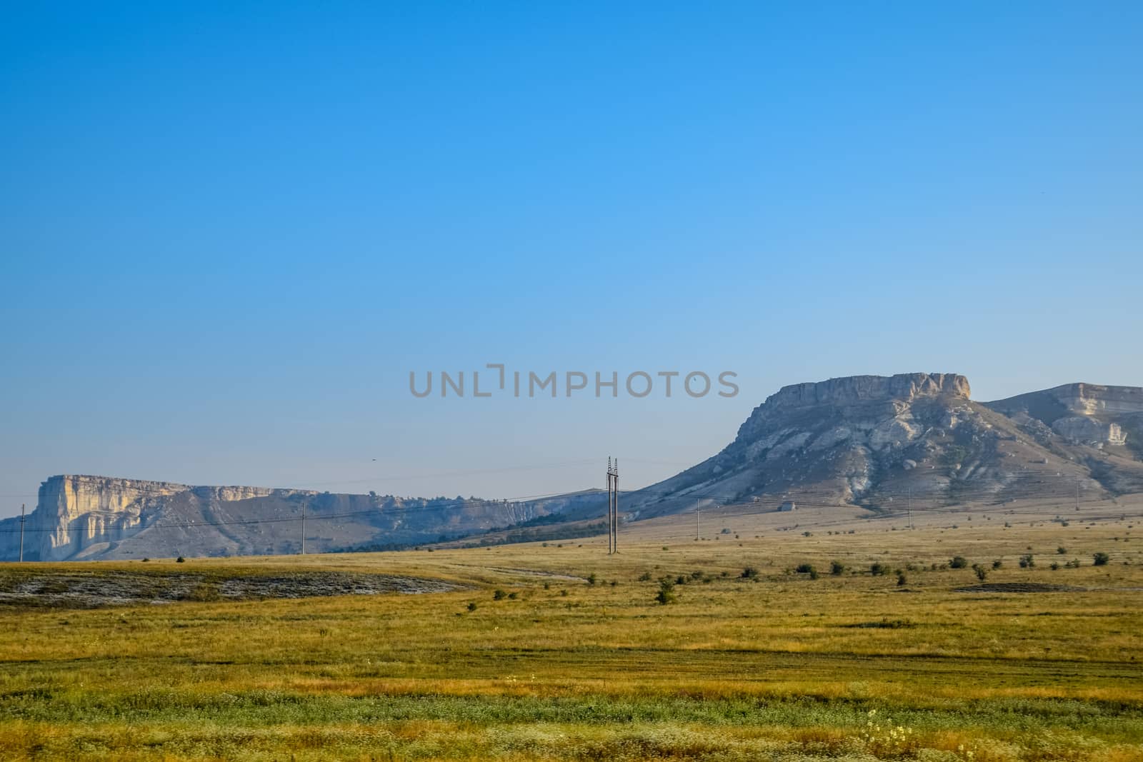 Table white mountains in the Crimean peninsula. White cliffs.