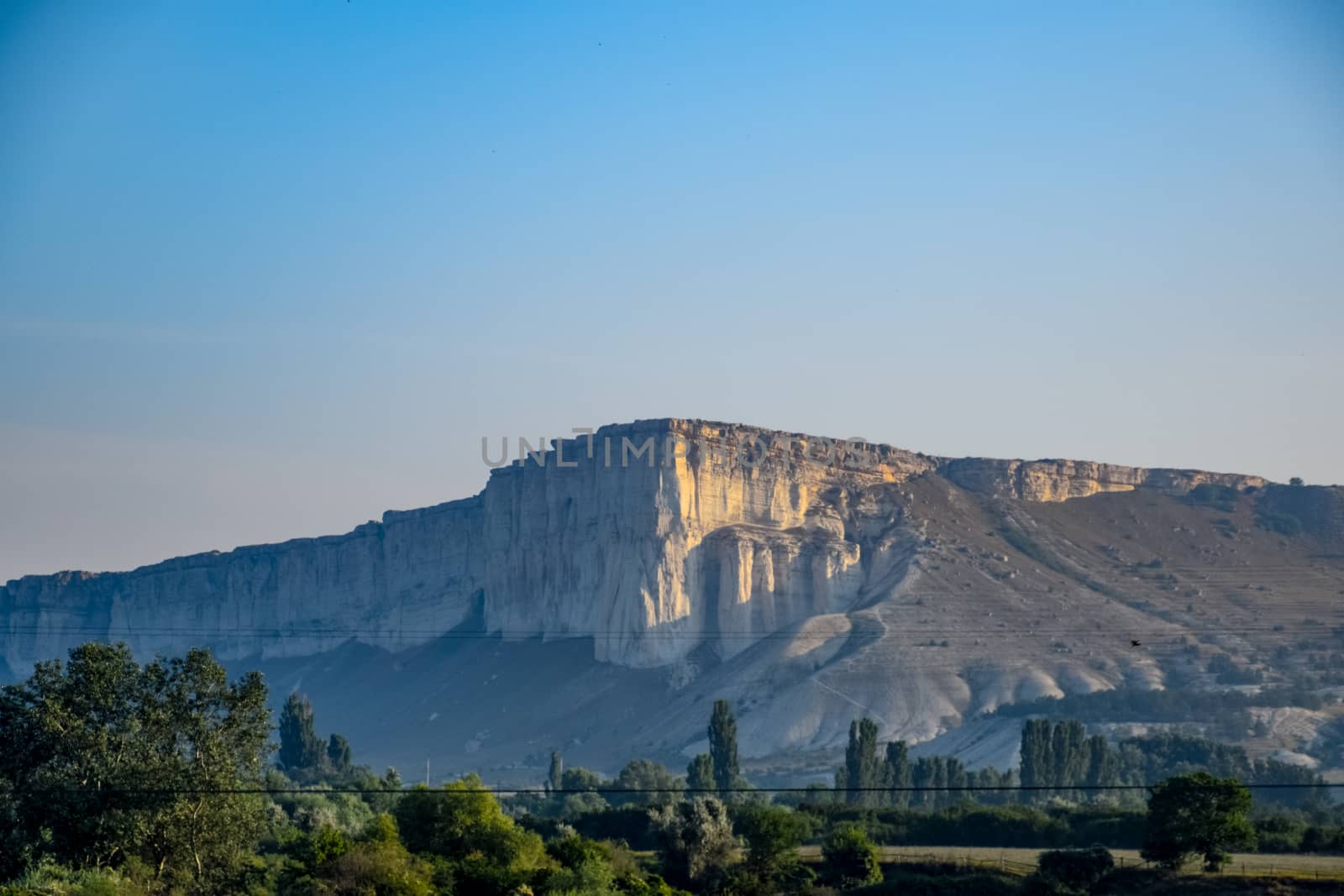 Table white mountains in the Crimean peninsula. White cliffs.