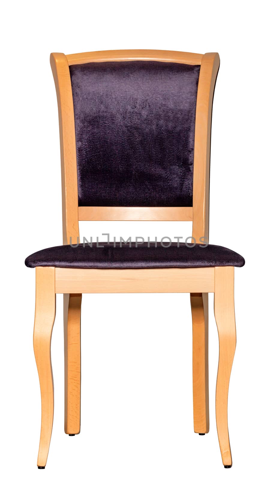 Wooden chair with soft saddle and back isolated on a white background. by Sergii