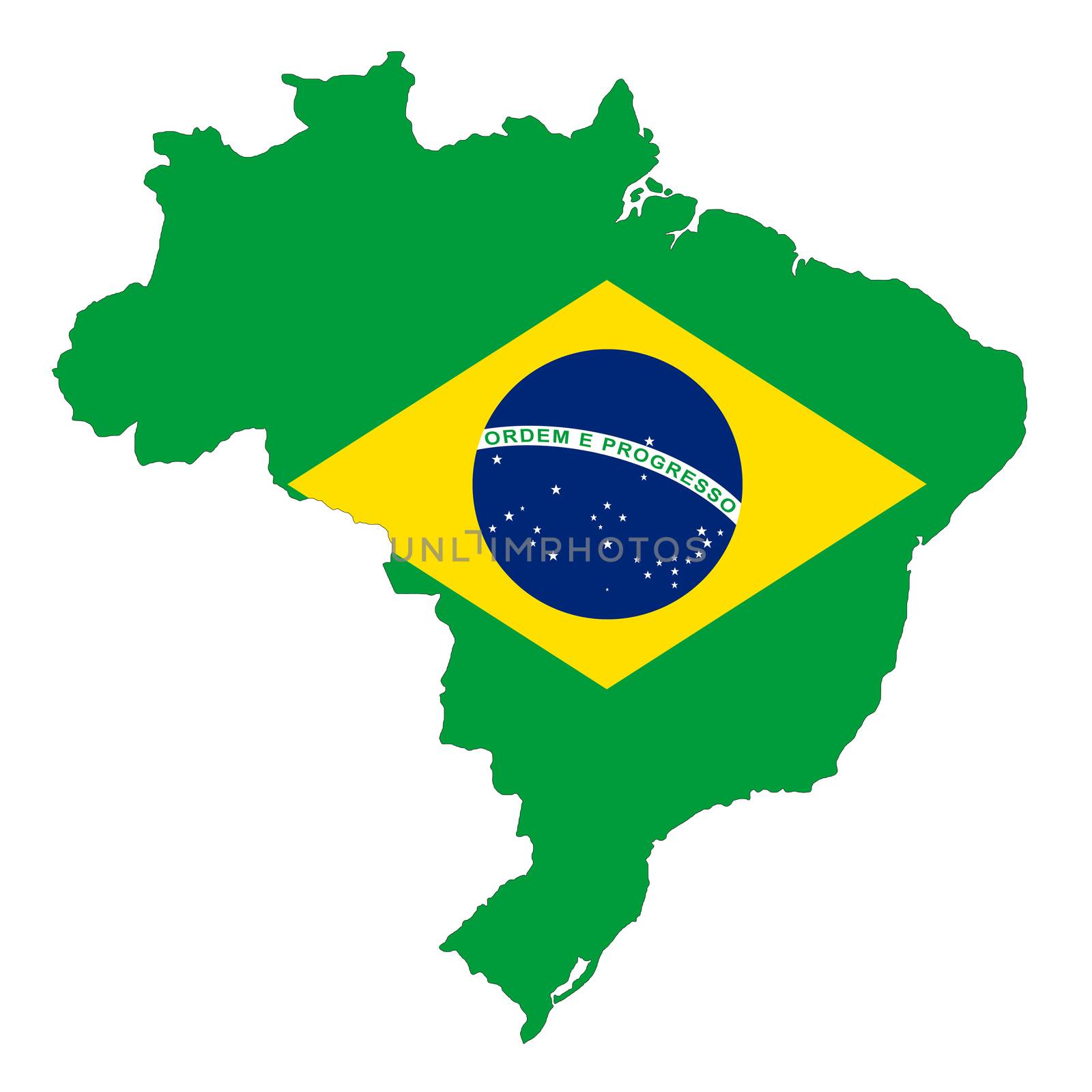 A Brazil map on white background with clipping path