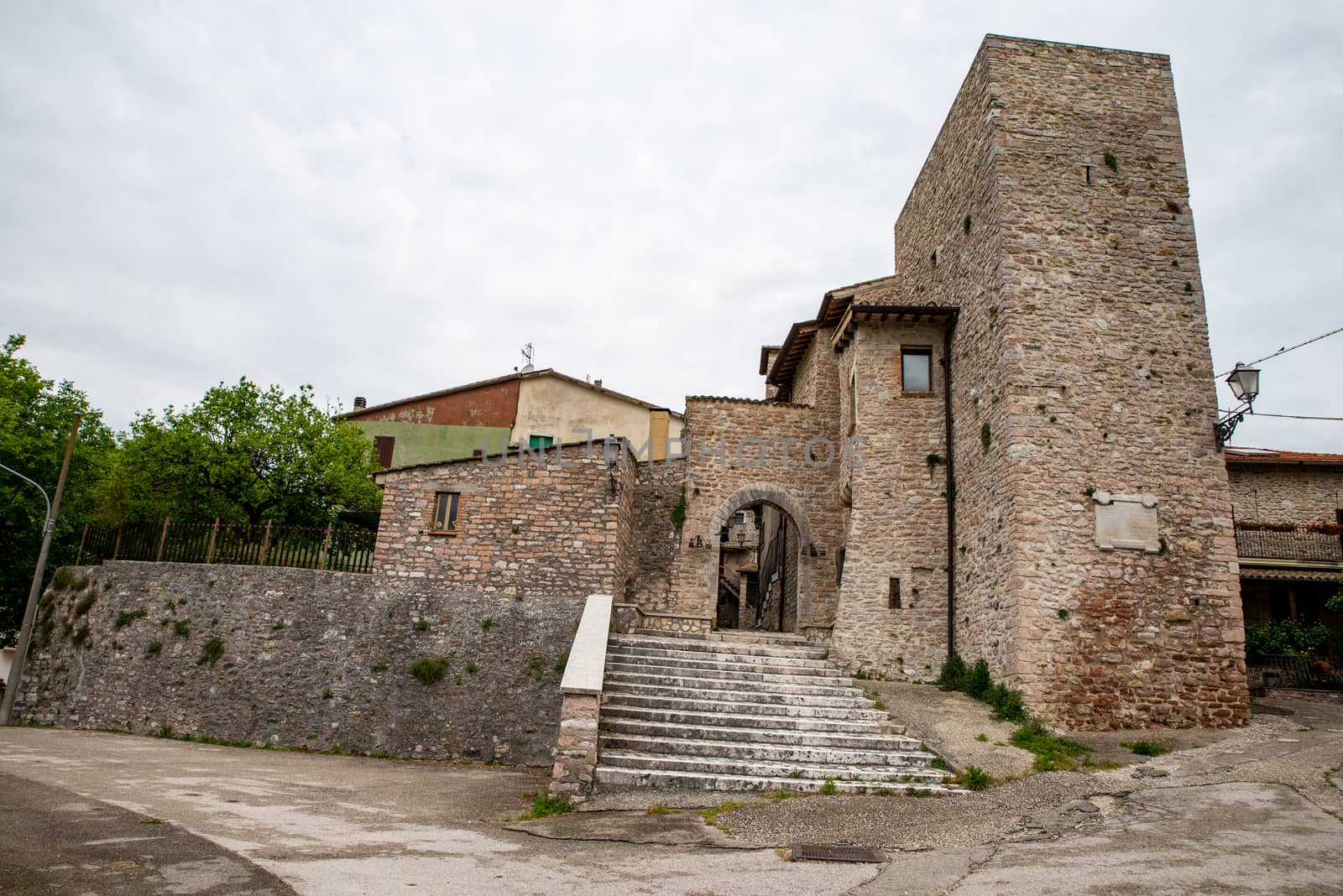 PORZANO,UMBRIA, ITALY MAY 09 2020:COUNTRY OF PORZANO OUTSIDE THE WALLS