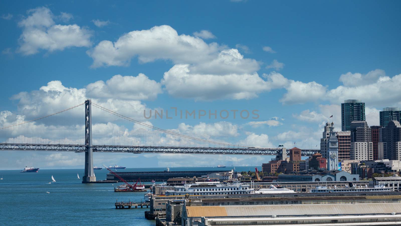 View of Embarcadero and Bay Bridge in San Francisco