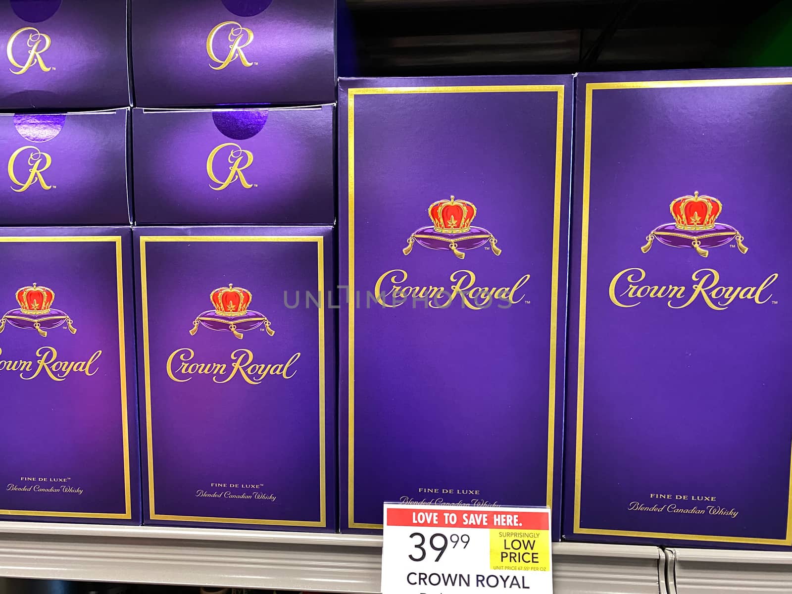 A display of Crown Royal Canadian Whiskey by Jshanebutt