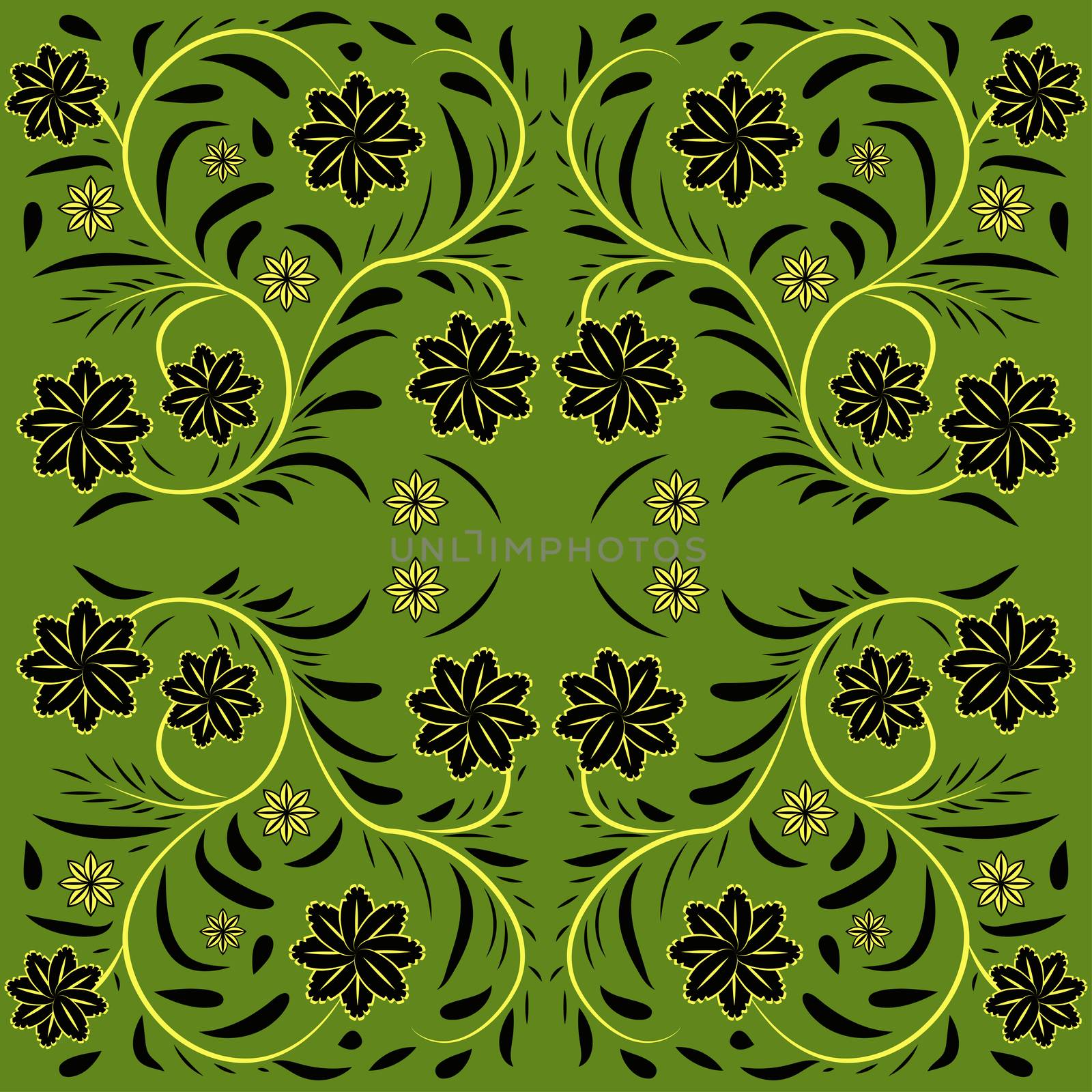 vector seamless pattern in traditional russian khokhloma style