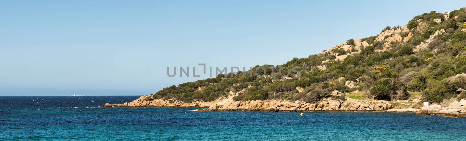 the norht east coastline of sardinia called costa smeralda with blue ocean and beautifull nature