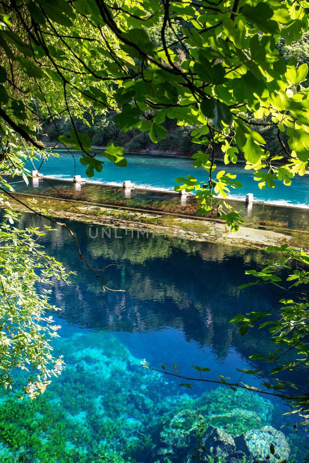 styphon river with clear, blue water where children bathe and picnic in summer