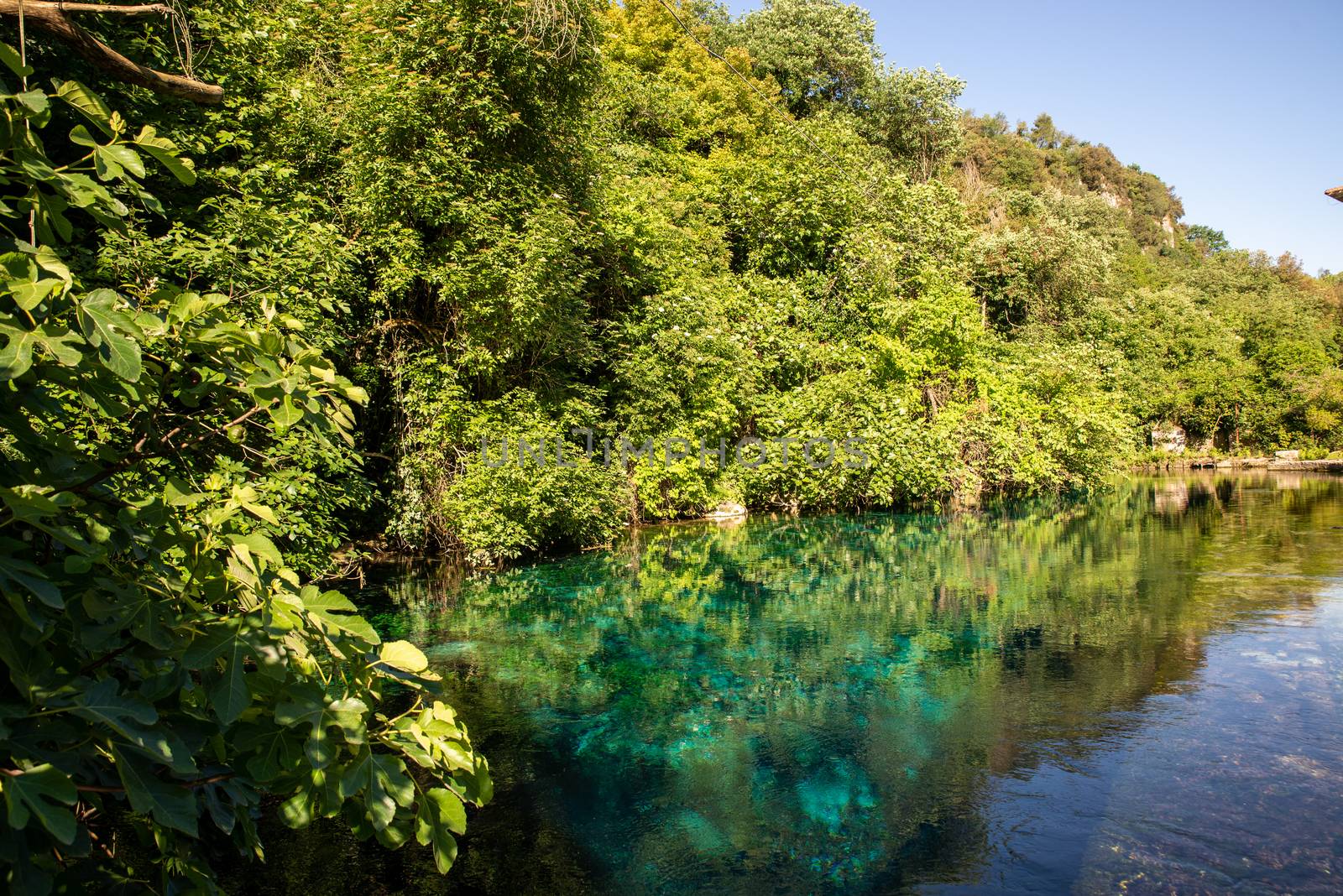 styphon river with clear, blue water where children bathe and picnic in summer