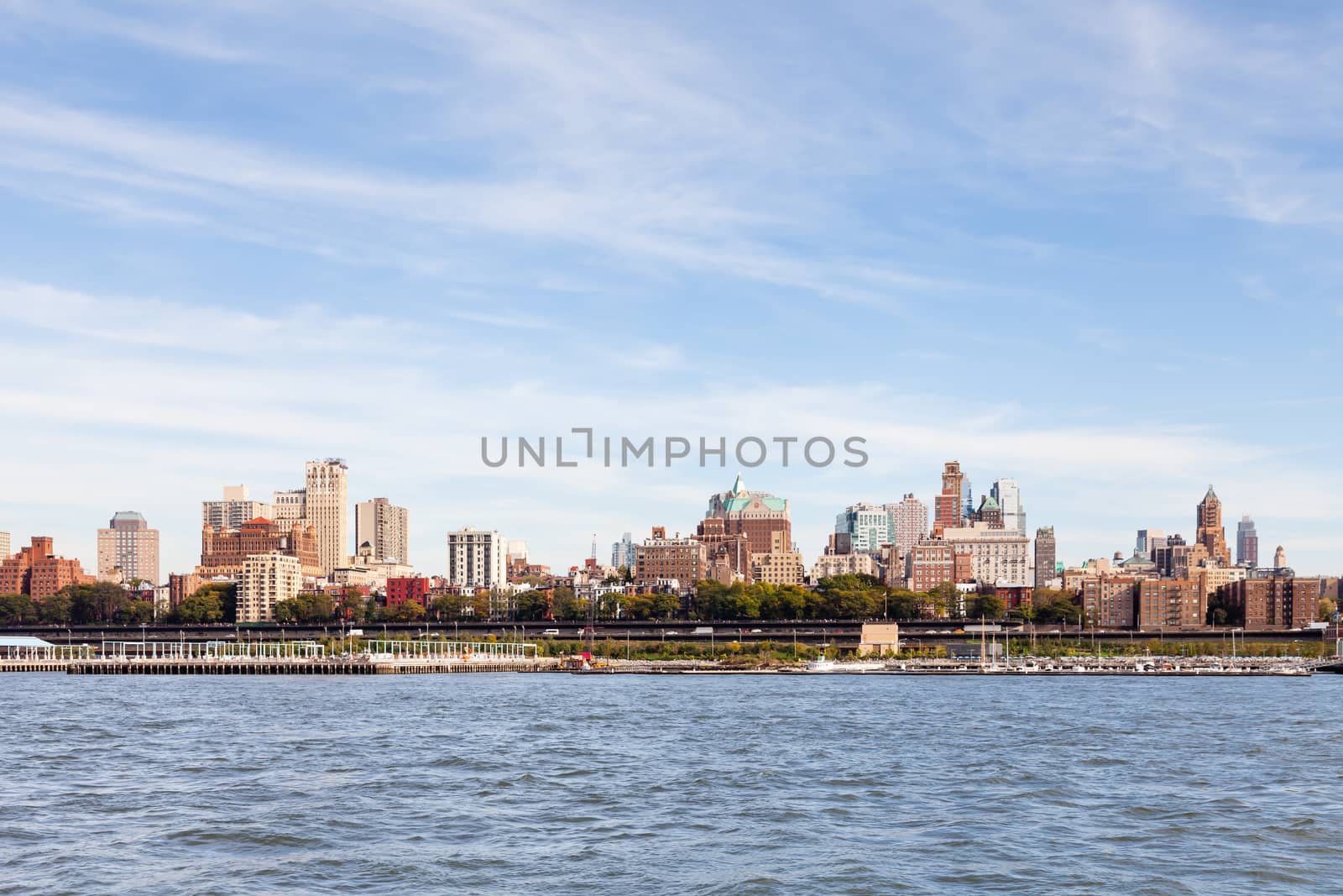 A view of the Brooklyn skyline in New York City in the United States of America as viewed from Manhattan across the East River.