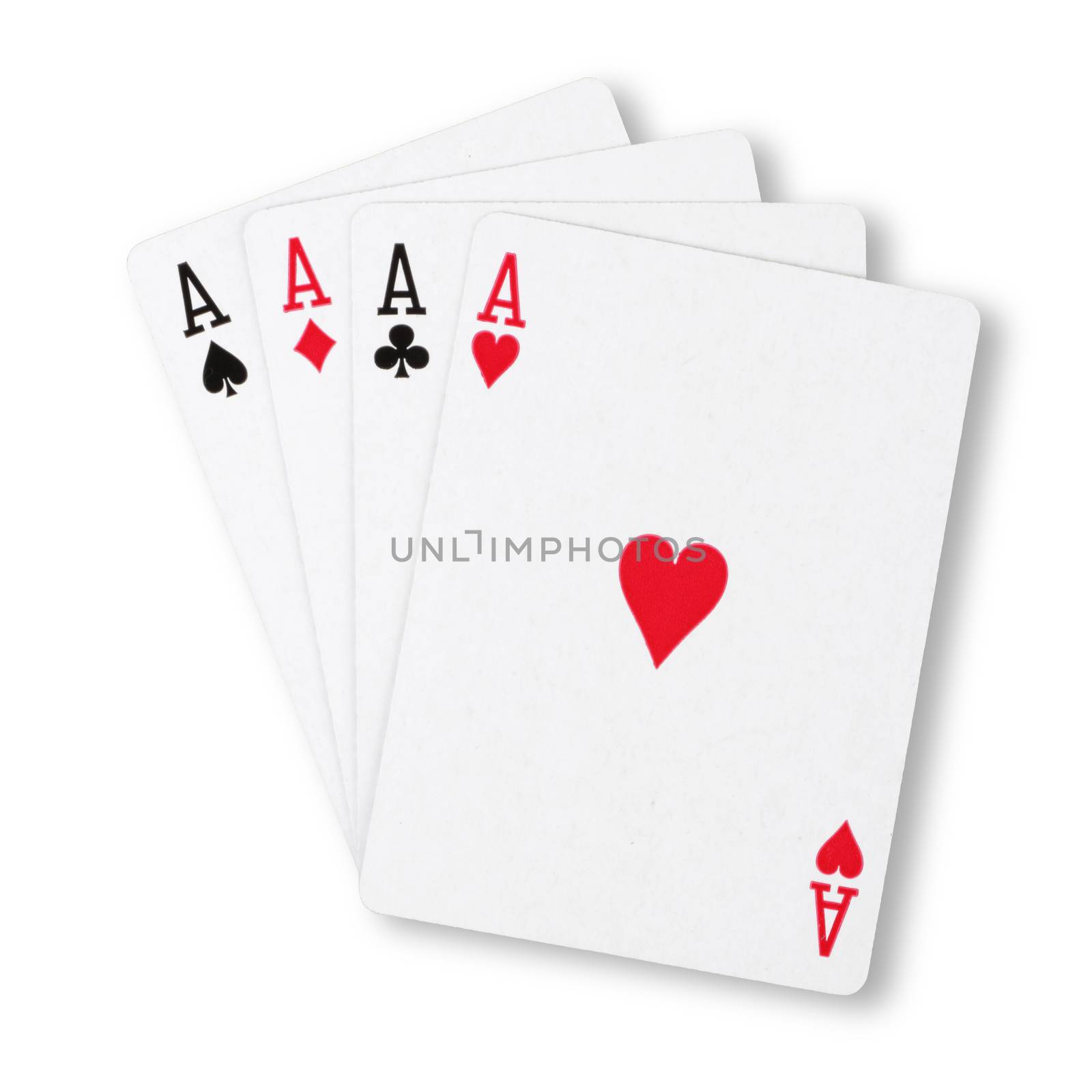 A Hand of Four Aces on white winning business concept