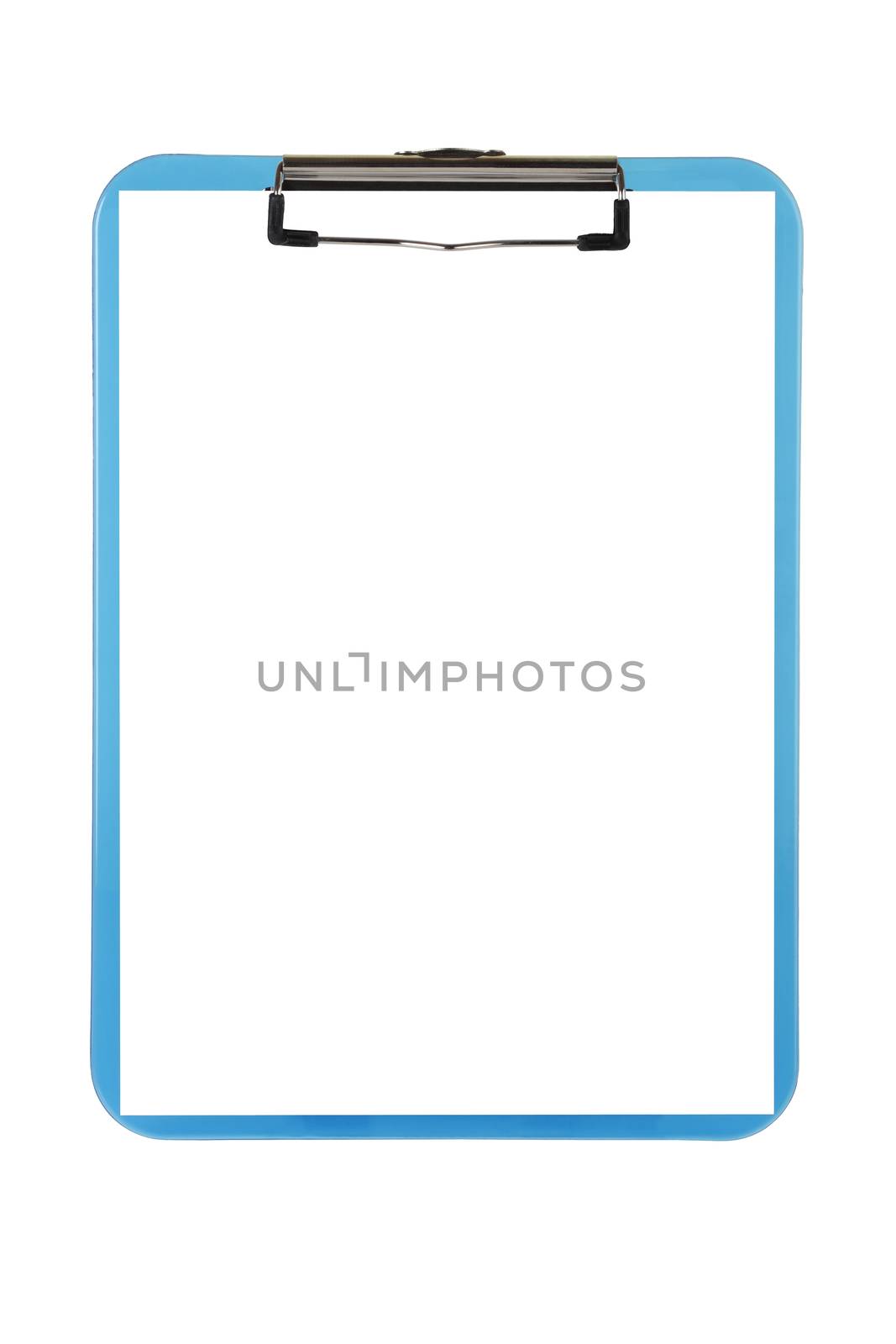 A blue clipboard isolated on white with clipping path and copy space