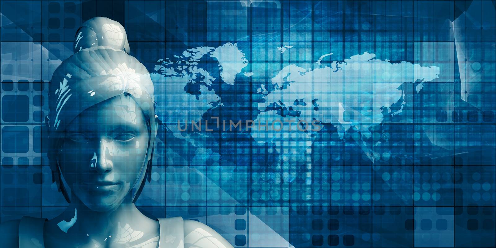 Business Woman with Management Strategy Concept Background