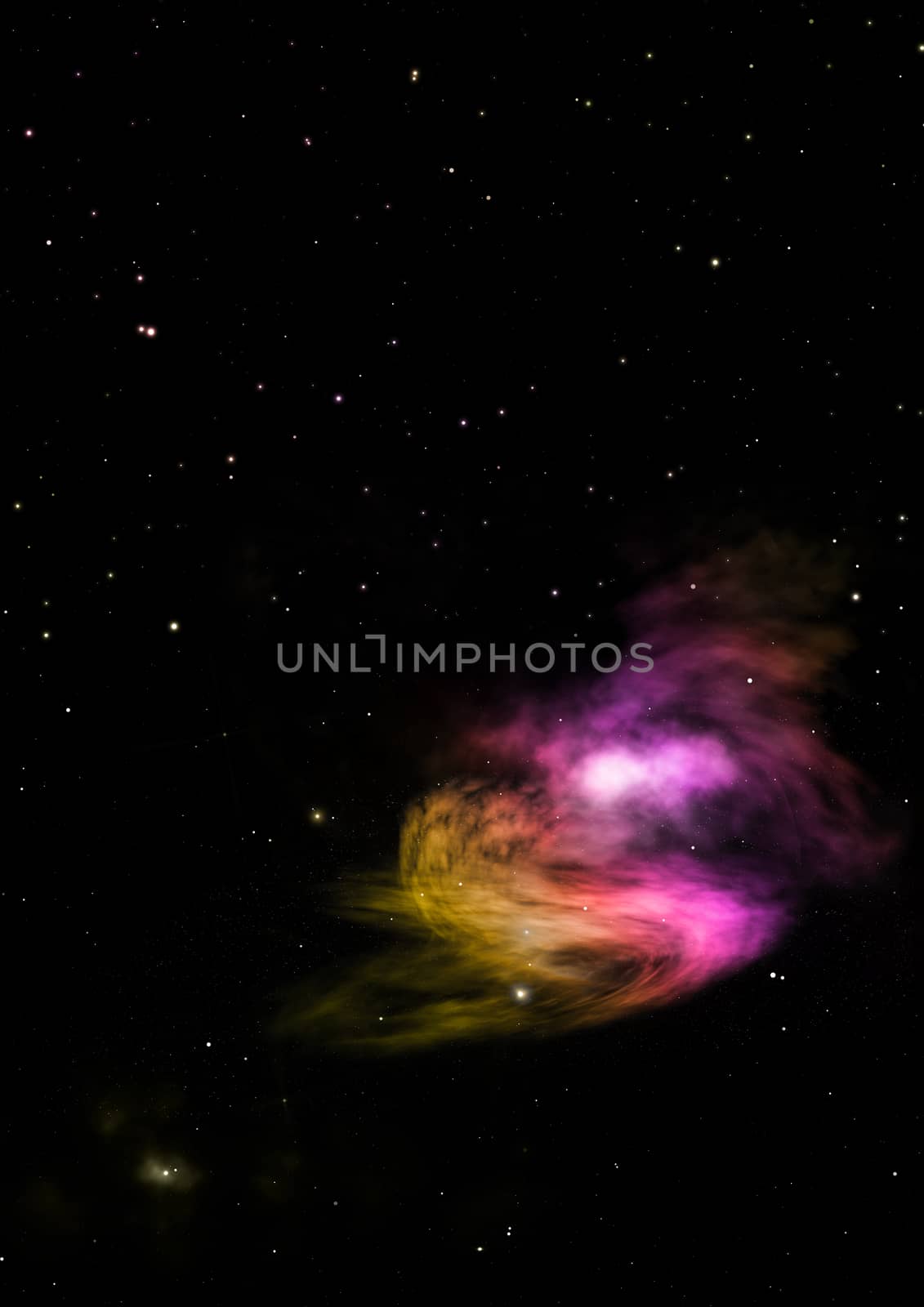 Far being shone nebula and star field against space. Elements of this image furnished by NASA. 3D rendering.