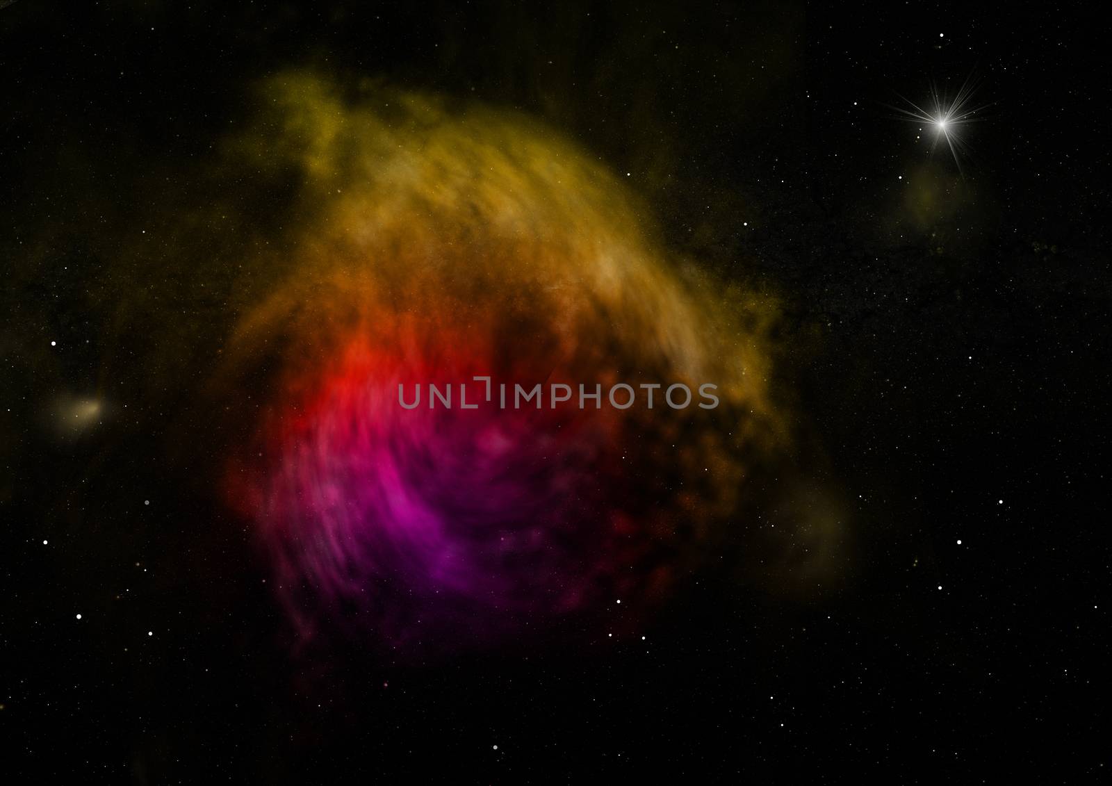 Far being shone nebula and star field against space. Elements of this image furnished by NASA . 3D rendering.