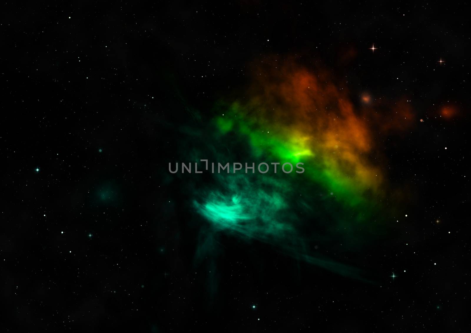 Far being shone nebula and star field. 3D rendering by richter1910
