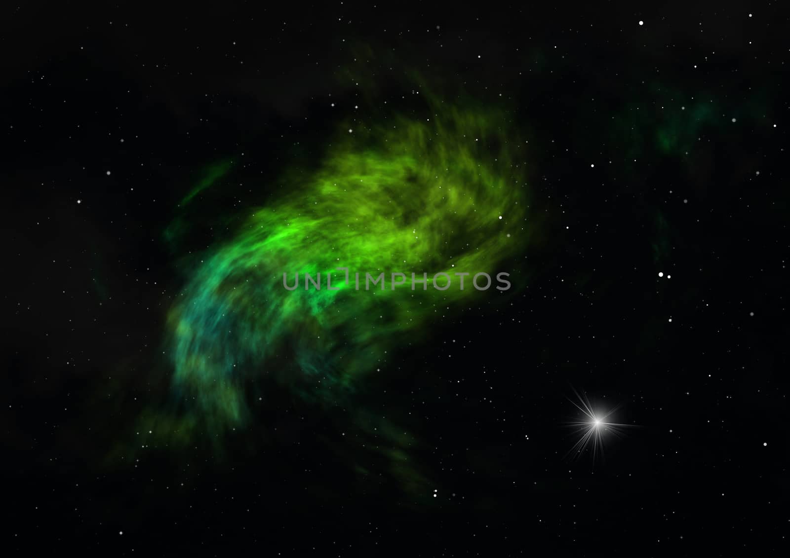 Far being shone nebula and star field against space. "Elements of this image furnished by NASA". 3D rendering.