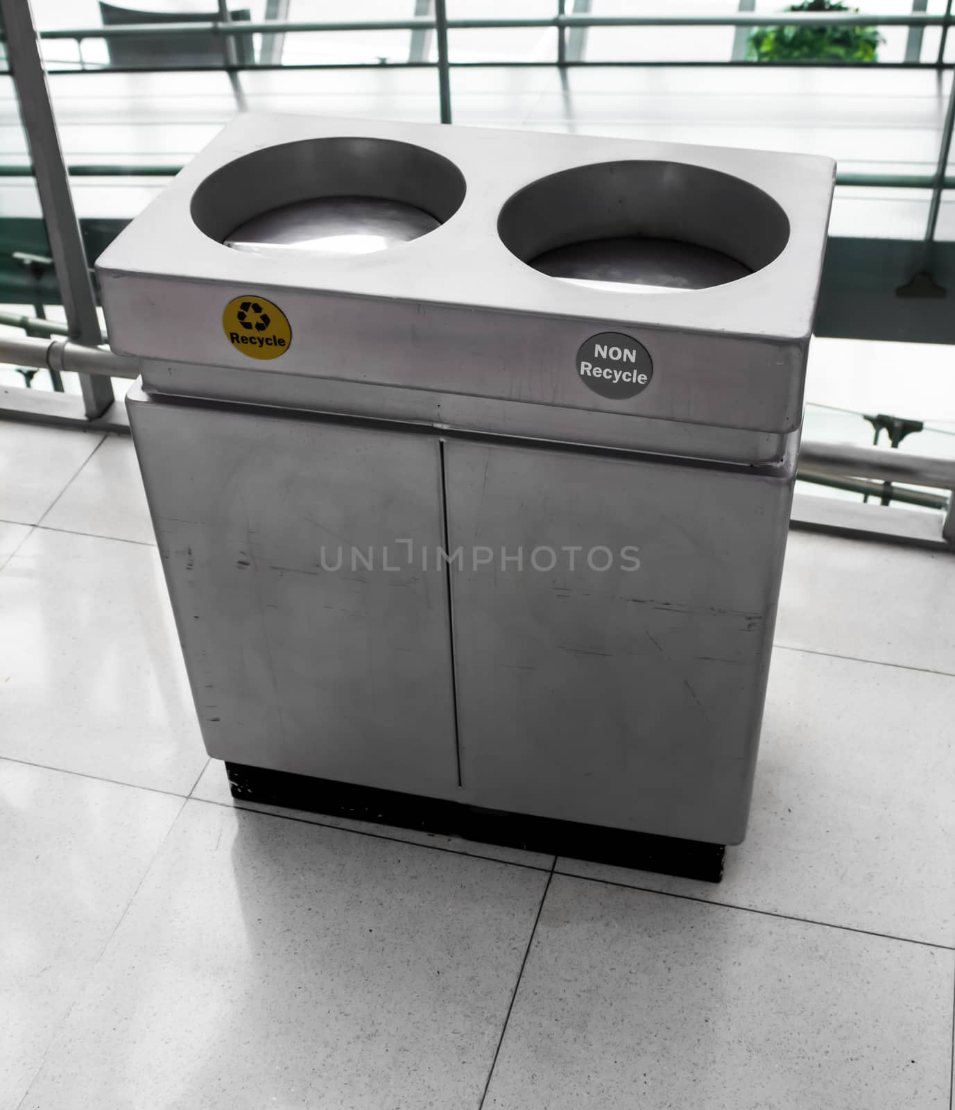 Recycle Trashcan Stainless steel in hall