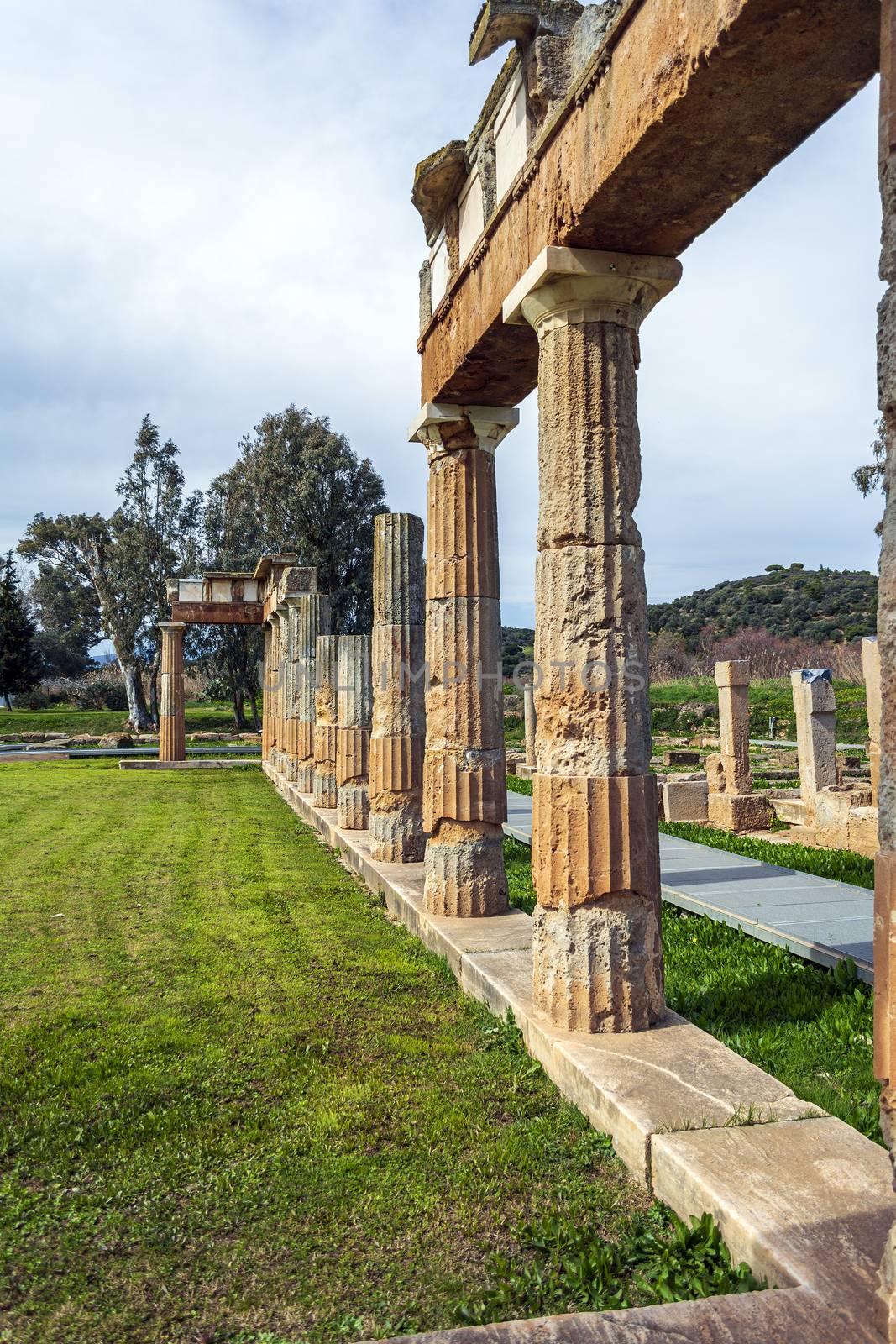 Temple of Artemis in archaeological site of Brauron, Attica, Greece by ankarb