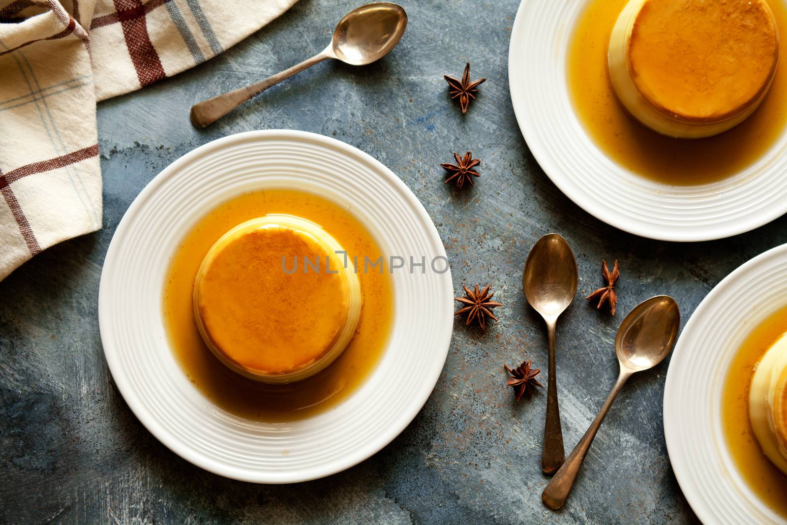 Small Homemade Caramel Puddings by mpessaris