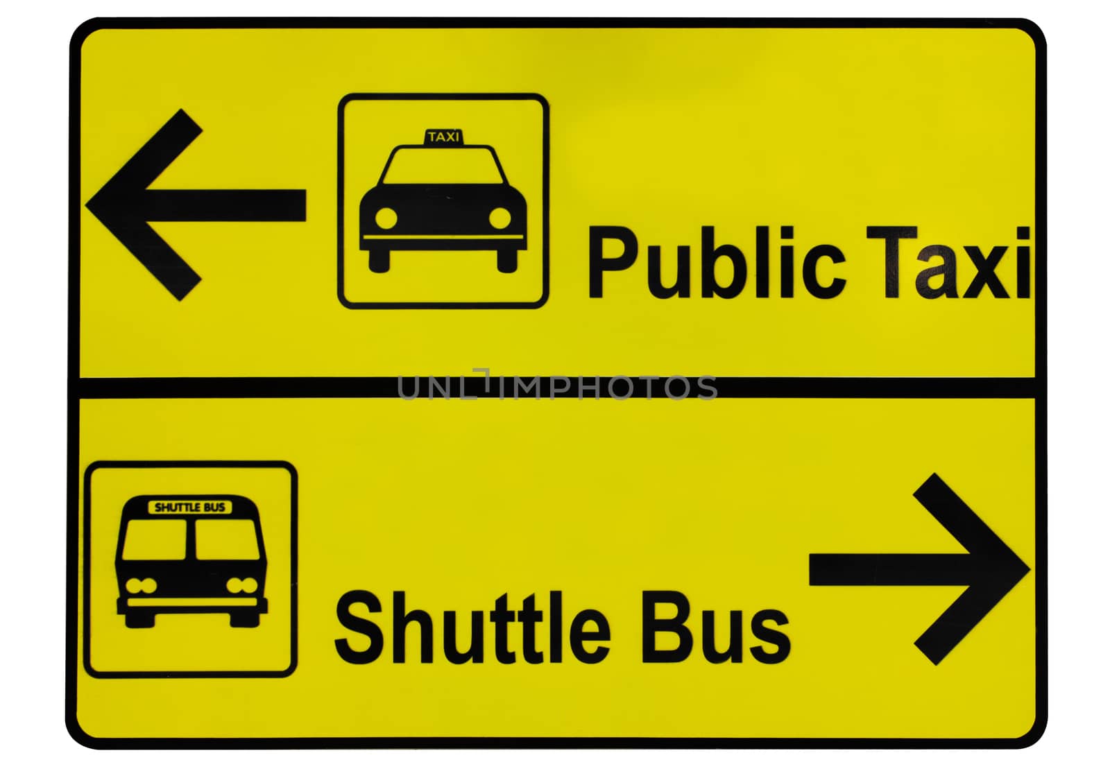 the bus and public taxi arrow label