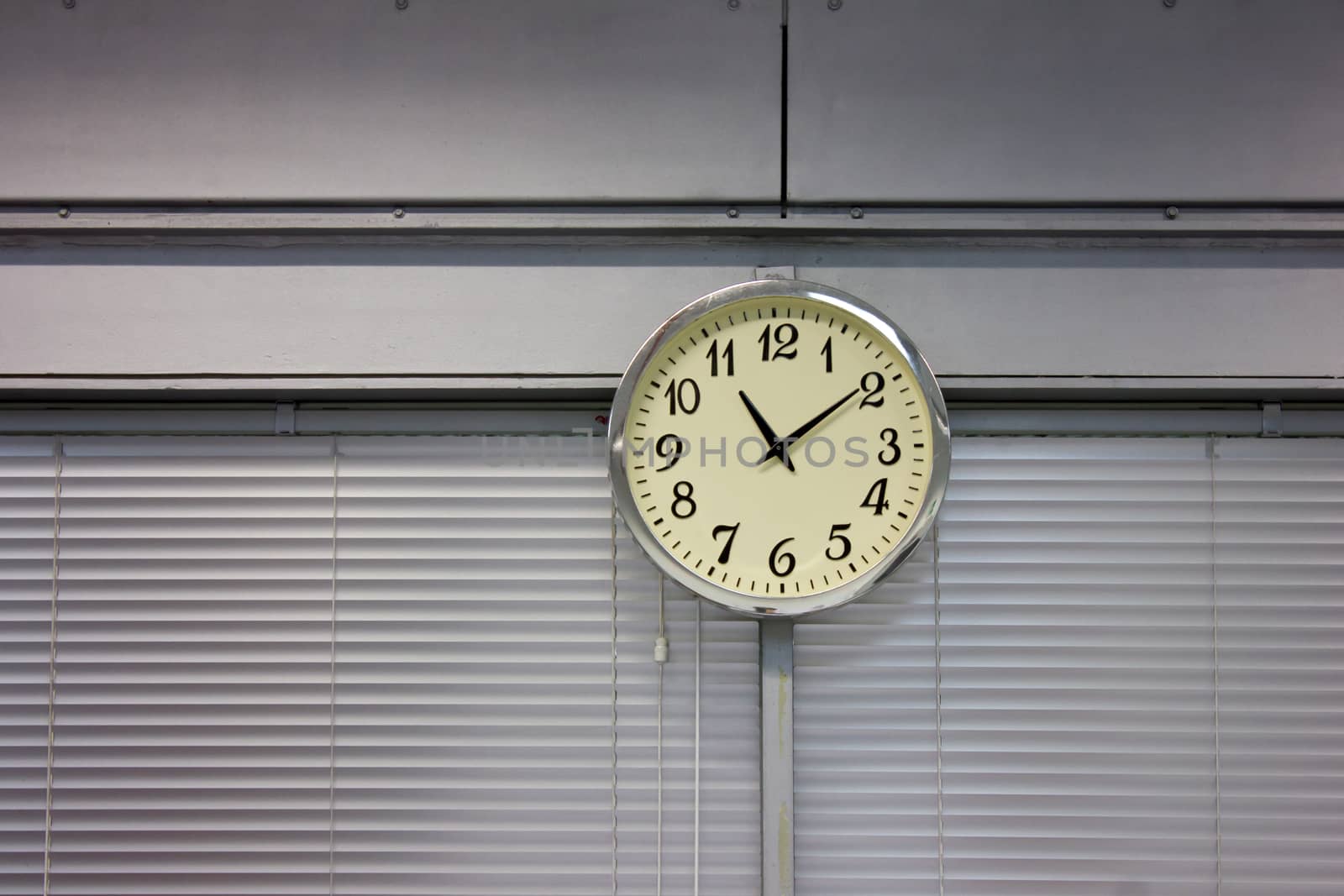 Clock hanging on the wall in office