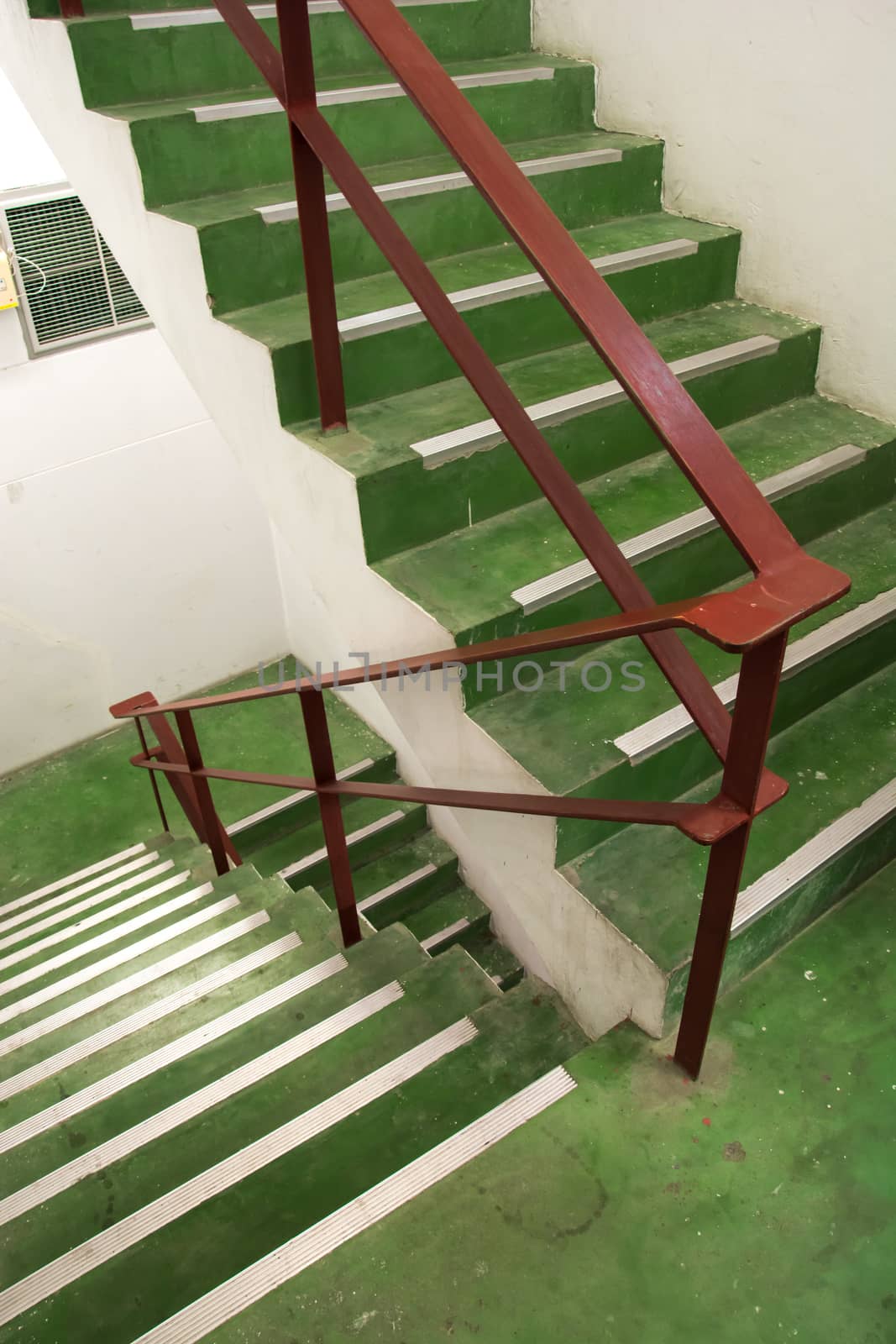 Open green stairwell in a building