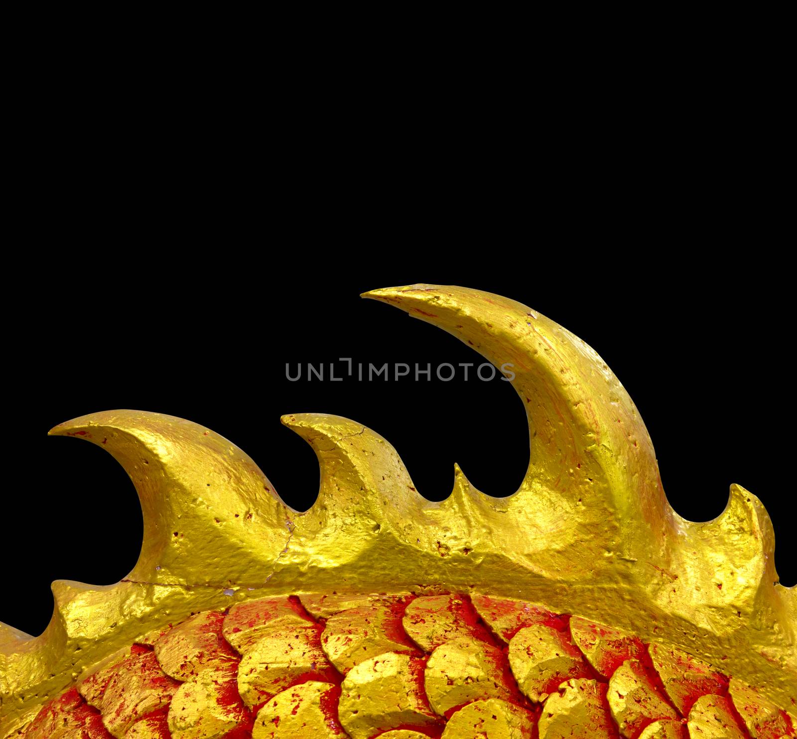golden and red Chinese dragon on black background