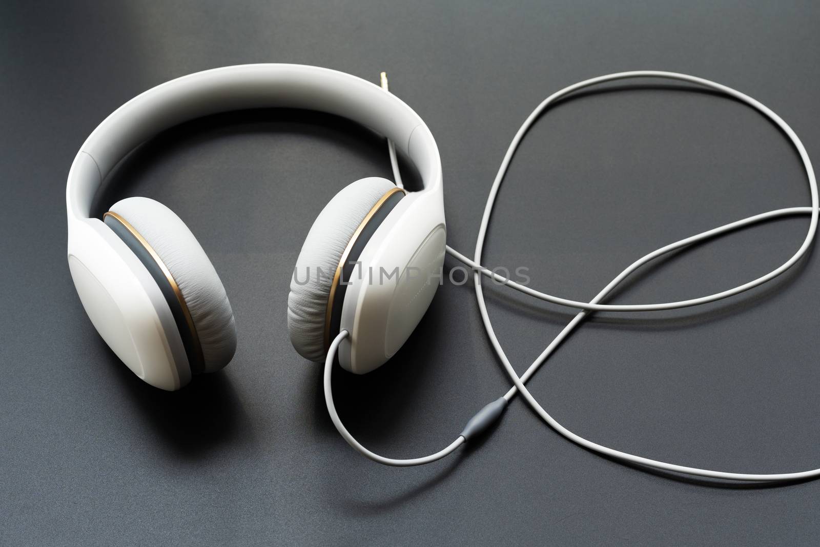 Headphones white isolated on a black background