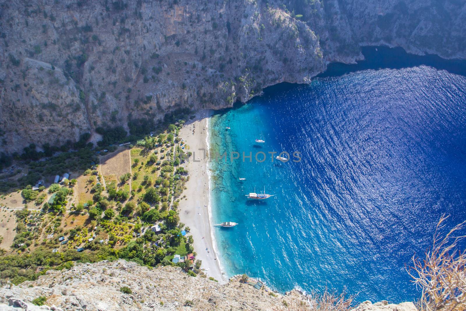 The Butterfly Valley (kelebekler vadisi) in the city of Oludeniz/Fethiye in western Turkey. You can only reach this valley by boat or rock climbing by TurkeyPhoto