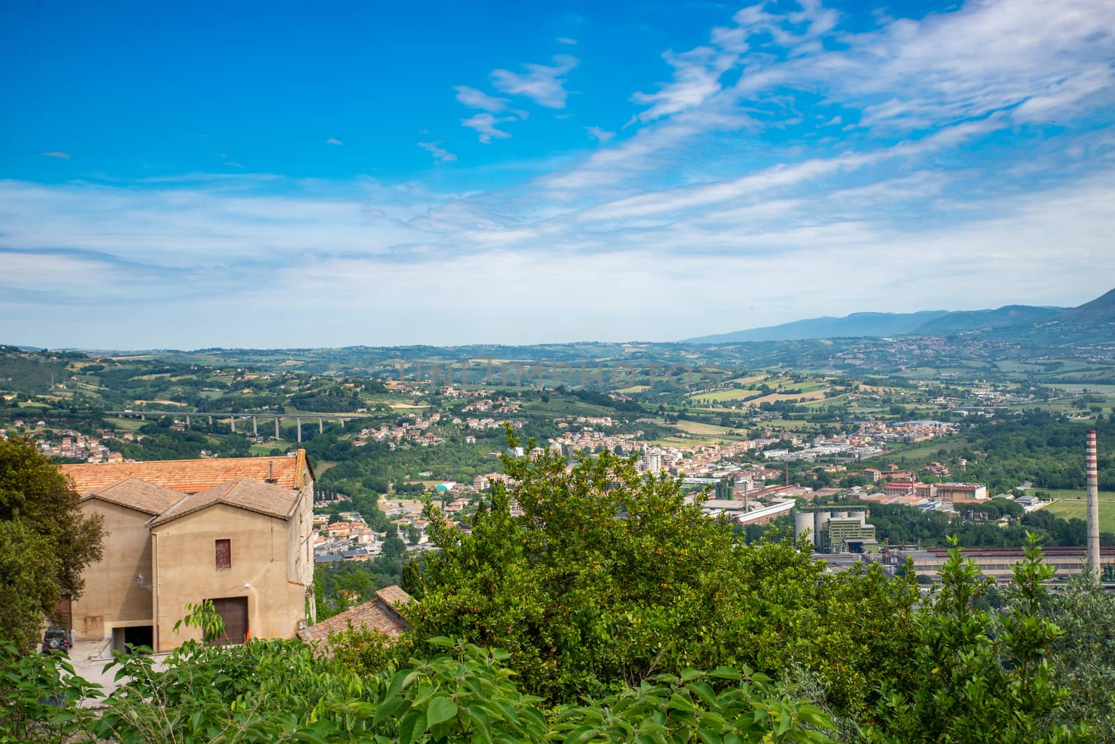 landscape of narni scalo seen from the fortress of narni also depicting the highway bridge