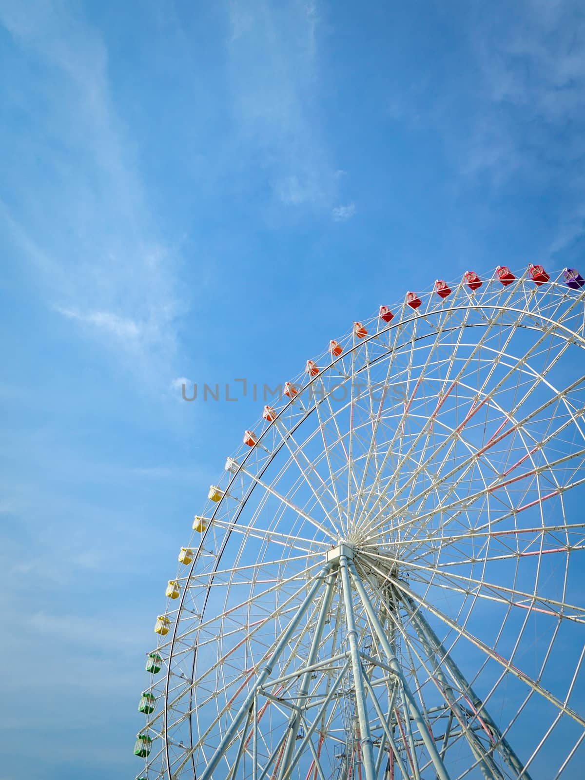 The Ferris Wheel Over Blue Sky. Nature Background by chadchai_k
