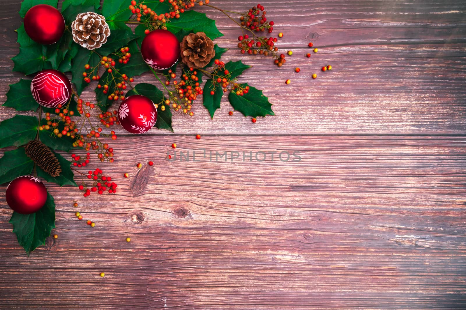 Christmas season background and Happy new year on wood background