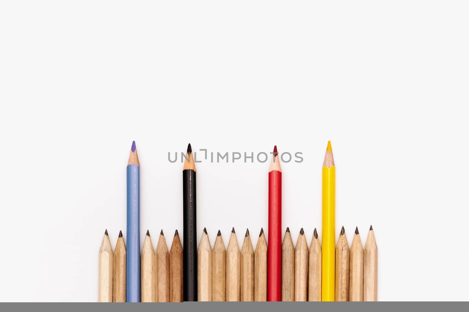 Leadership business concept. color pencil on white background