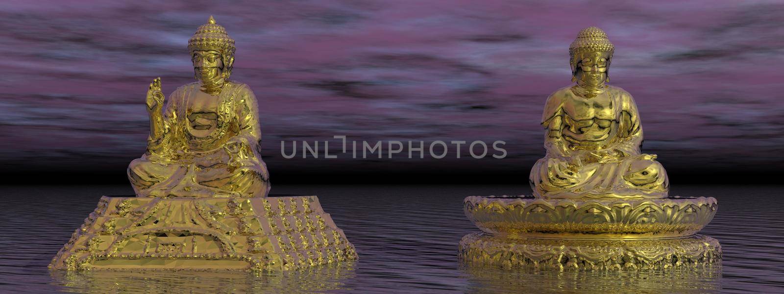 very beautiful zen and buddha landscape and sky - 3d rendering