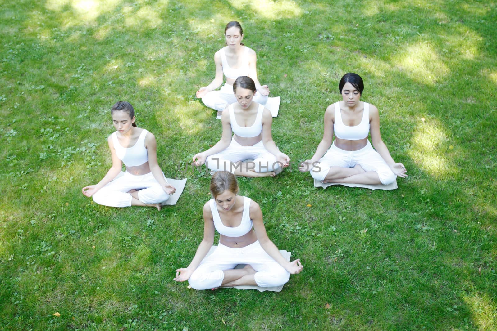 Yoga group training at park by ALotOfPeople