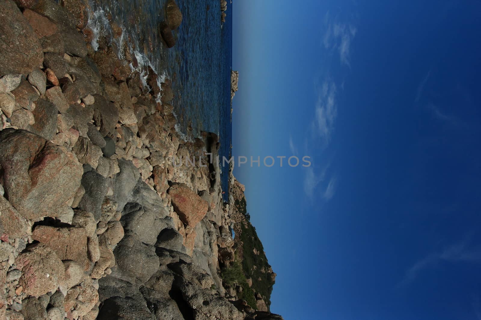 Sardinian natural Landscape and coastline in southern coast, Italy