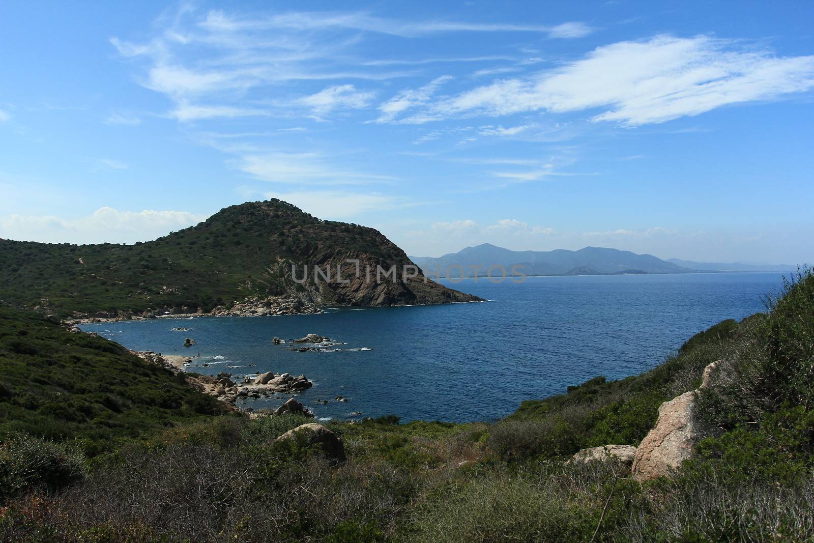 Sardinian natural Landscape and coastline in southern coast, Italy