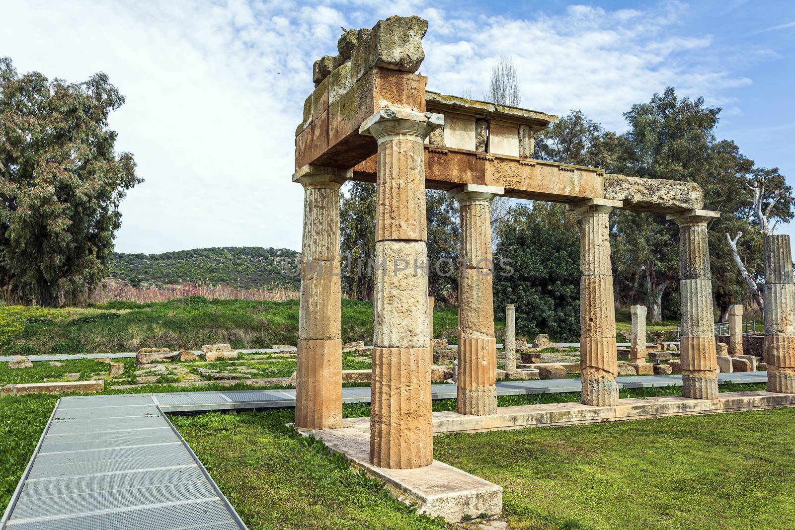 Temple of Artemis in archaeological site of Brauron, Attica, Greece by ankarb