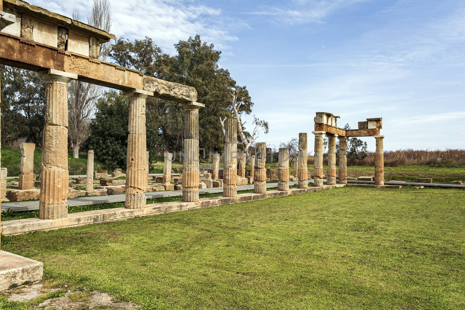 Temple of Artemis in archaeological site of Brauron, Attica, Greece by ankarb