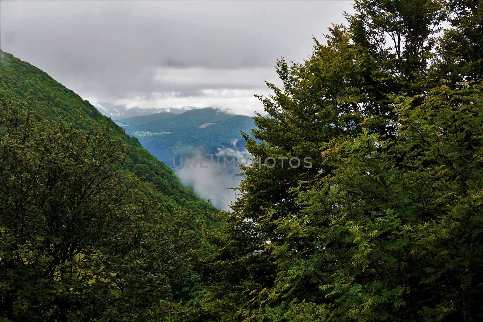View over some hills of the Vosges on a cloudy and rainy day by pisces2386