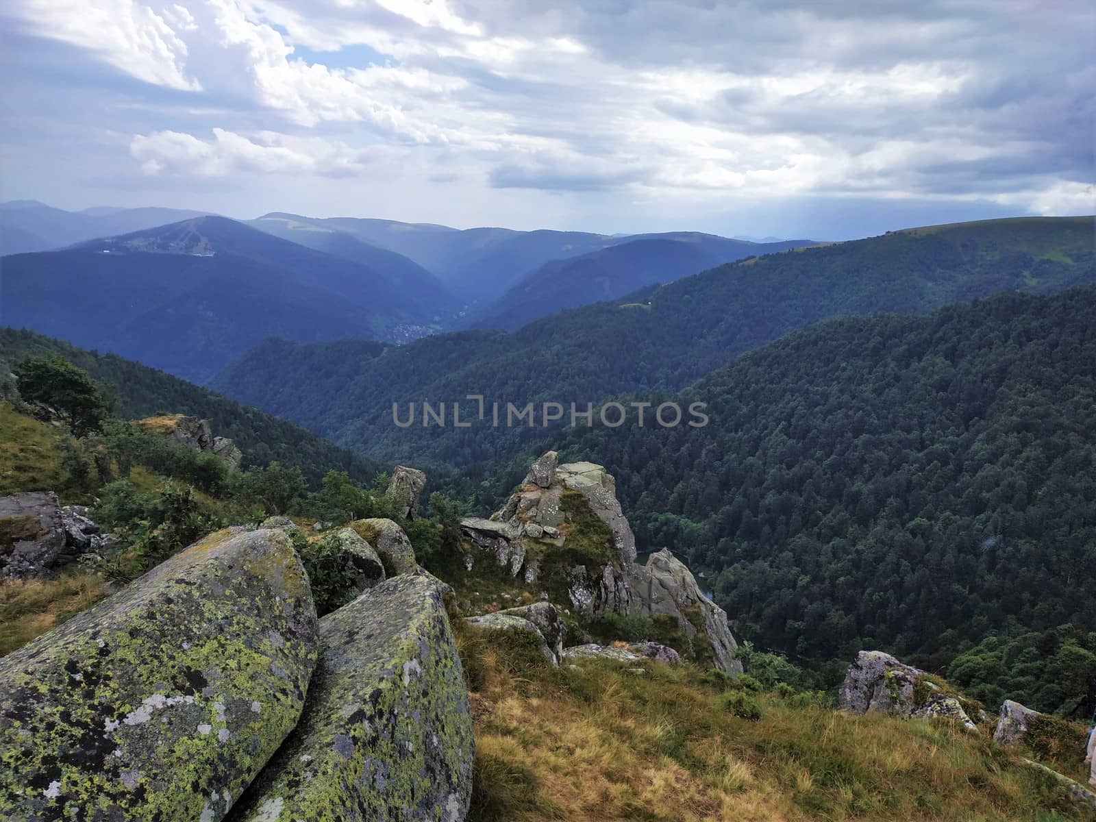 View over the hilly landscape of the Vosges, France