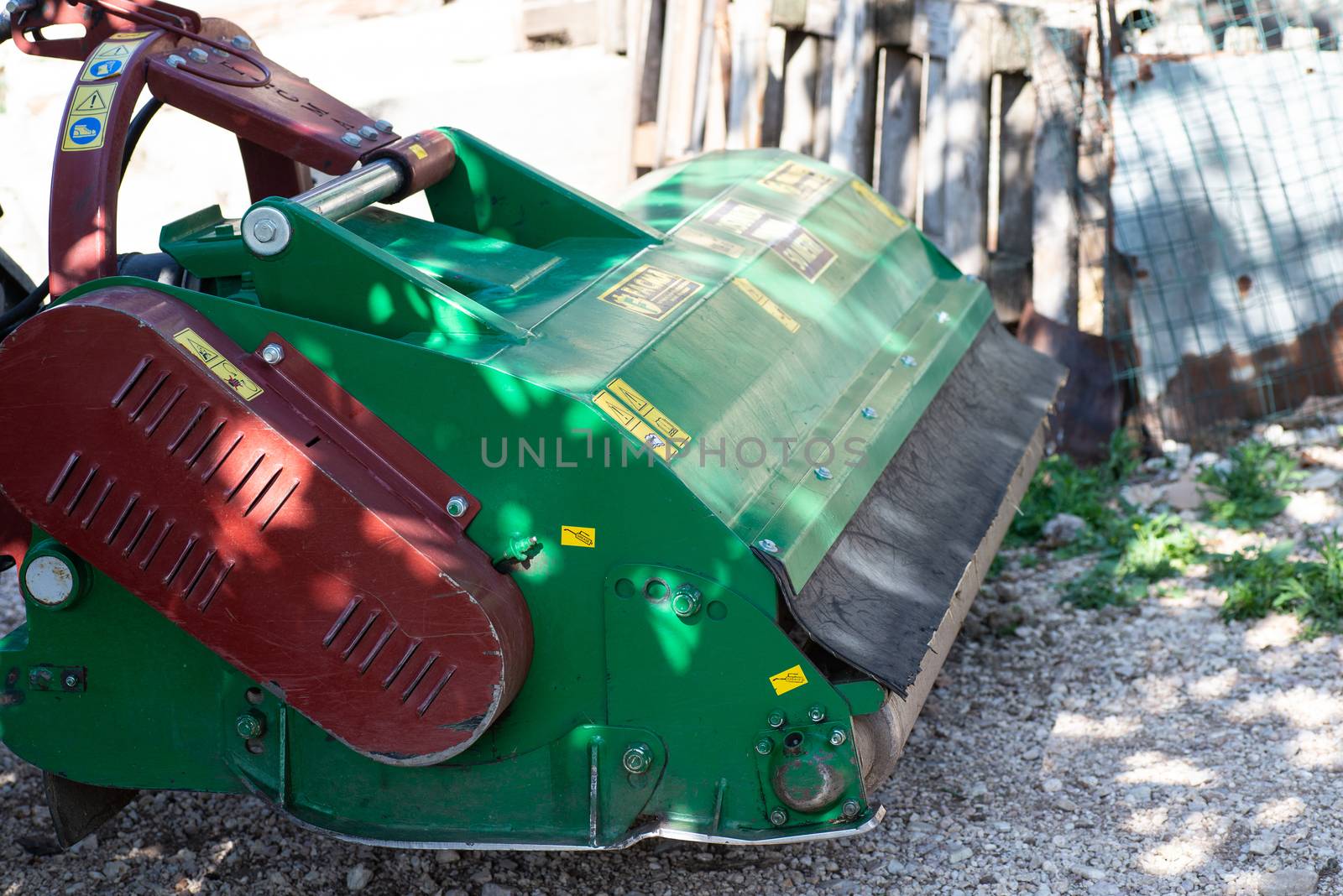 terni, italy may 24 2020:stalk chopper for tractor, 2 meters wide