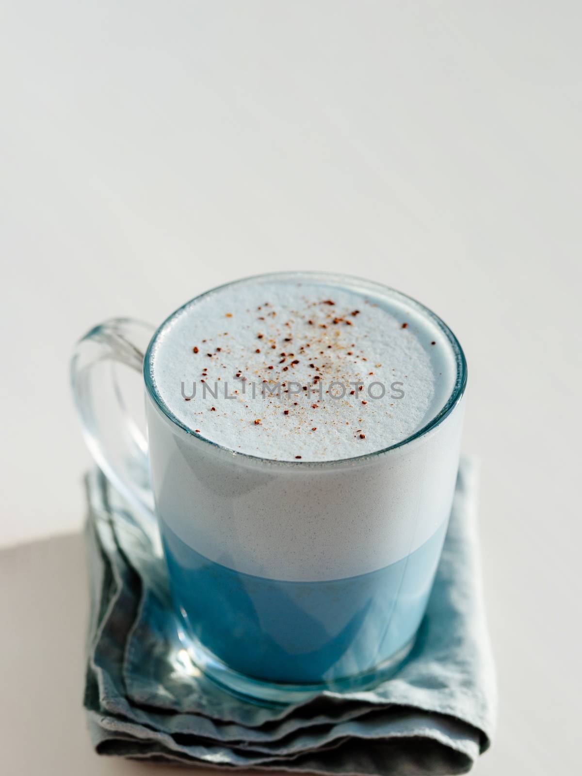 Blue pea latte or blue matcha latte with copy space by fascinadora