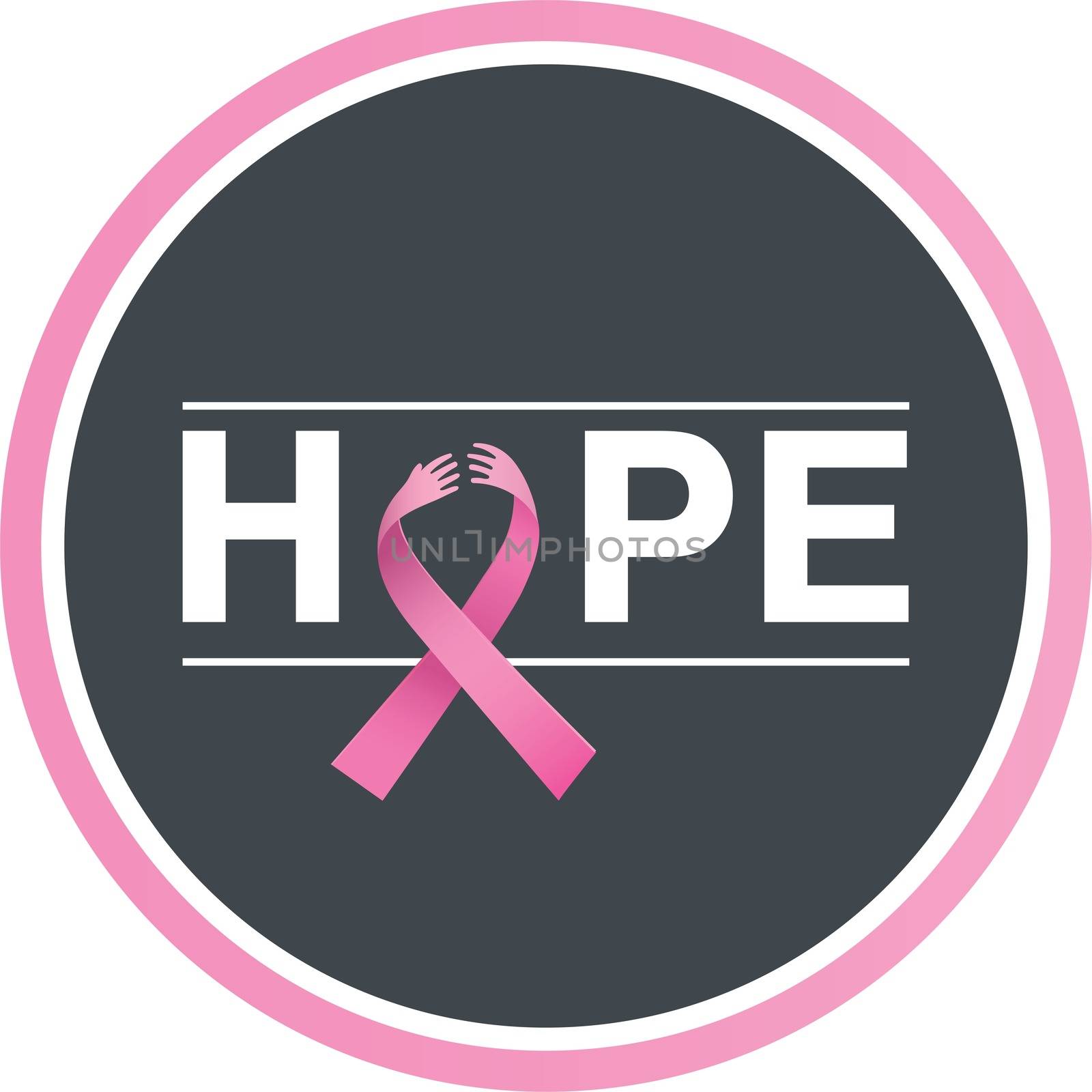 Breast cancer awareness message on poster on white background