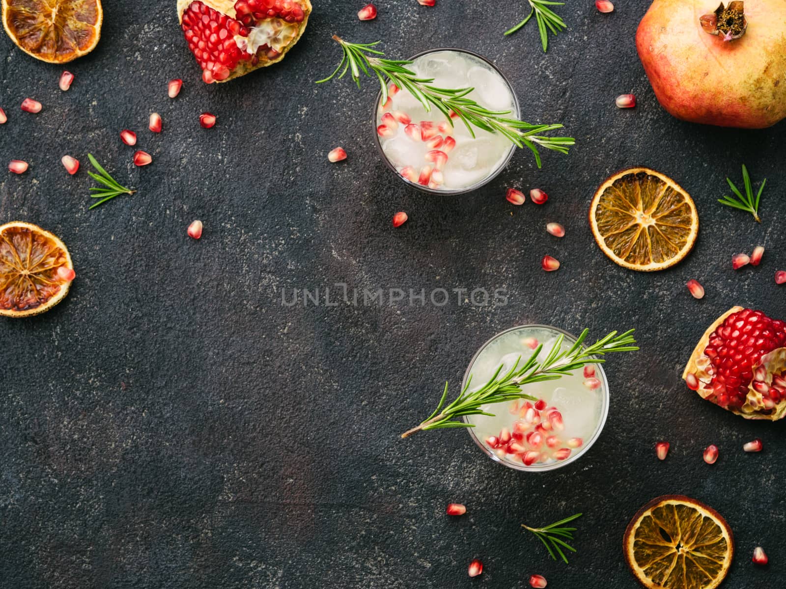 white sangria with rosemary, pomegrante and lemon juice by fascinadora