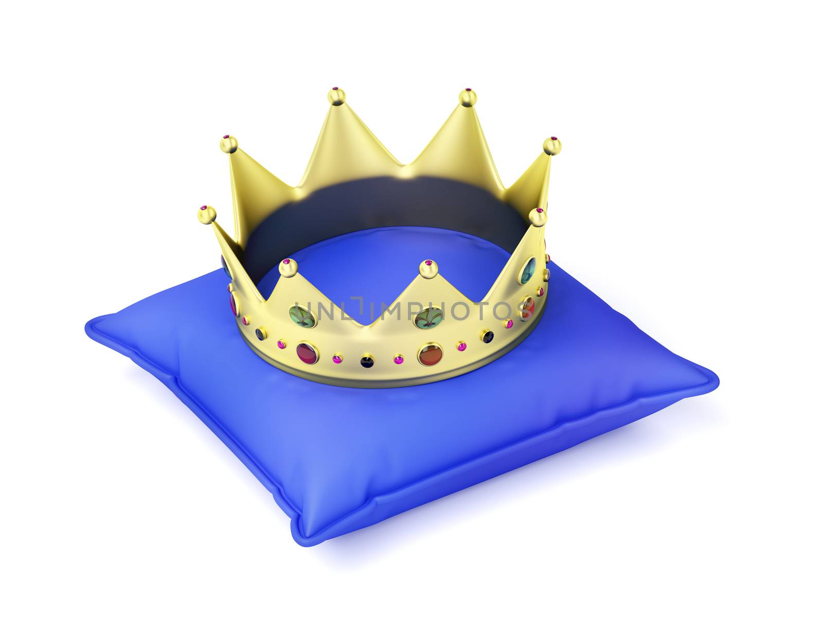 Gold crown on blue pillow