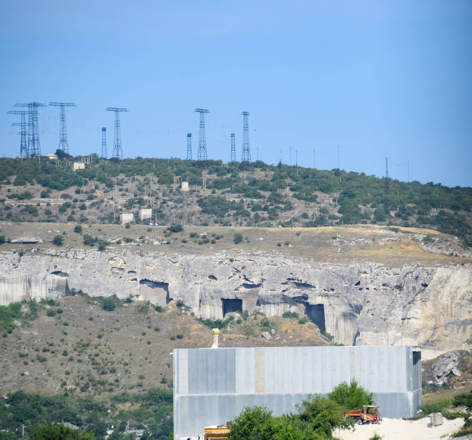 Ancient quarries in the rocks. Evidence of an ancient highly developed civilization. Crimean peninsula.