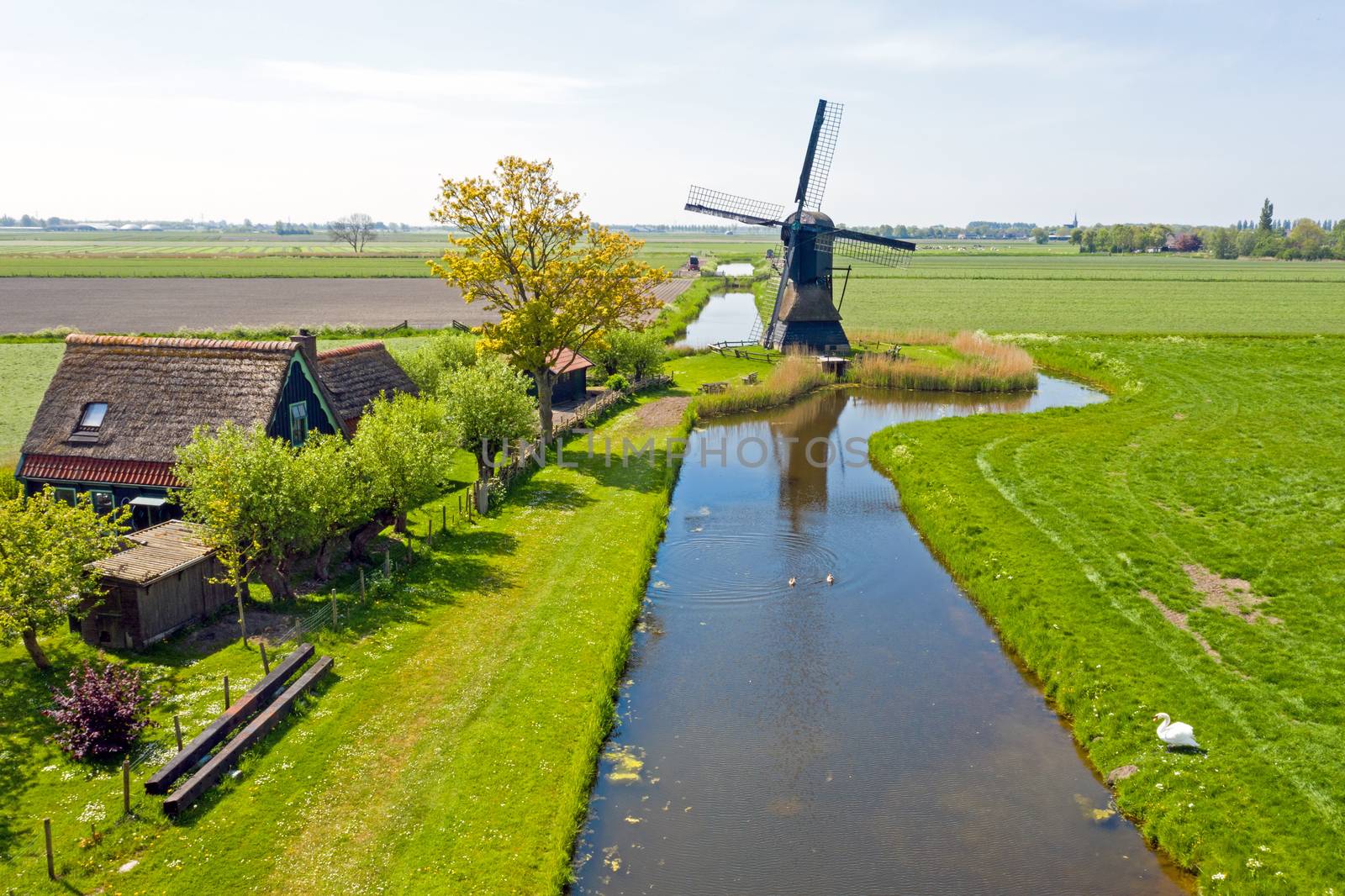 Aerial from windmill 'Weel & Braken' in the countryside from the Netherlands