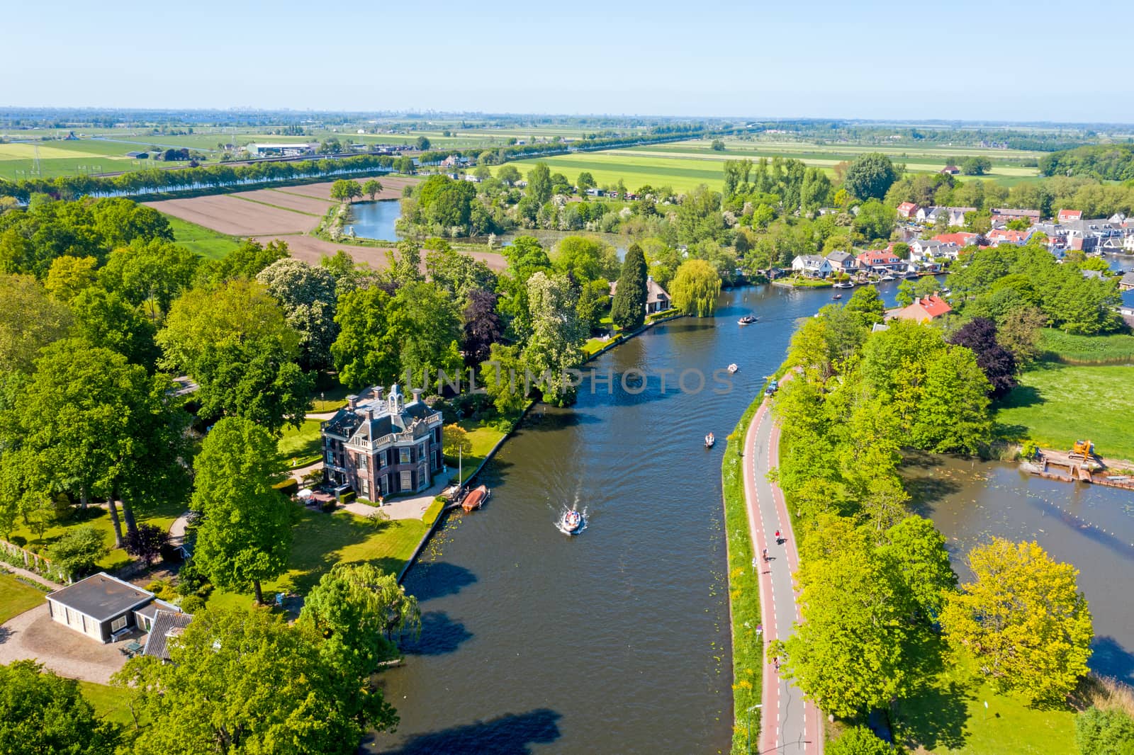 Aerial at the river Vecht near the village Nieuwersluis in the N by devy